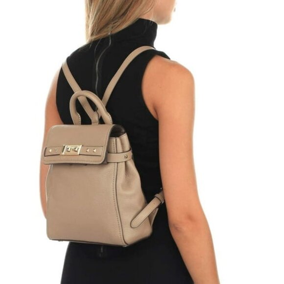 Michael Kors NEW women\'s Addison Medium Pebble Leather brown/pink Backpack main image 6